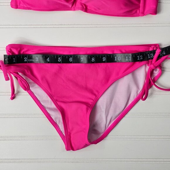 Women's Hot Pink Twist Front Side Shirred Bikini Set by Tempt Me Size S NWOT - Picture 14 of 14